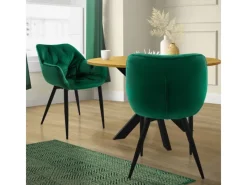 ML-Design Esszimmerstühle 2er Set Dunkelgrün aus Dickem Samtstoff