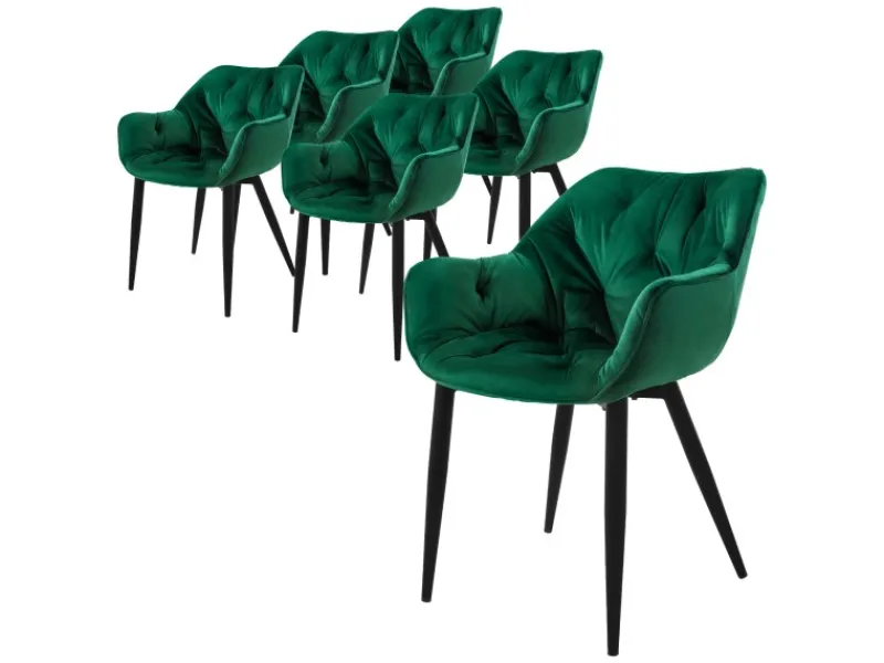 Outlet ML-Design Esszimmerstühle 6Er Set Dunkelgrün Küchenstuhl mit Dickem Samtstoff