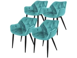 ML-Design Esszimmerstühle 4Er Set Petrol Küchenstuhl mit Dickem Samtstoff