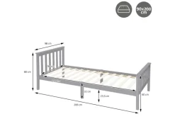 ML-Design Holzbett 90x200 cm Bettgestell mit Lattenrost und Füße