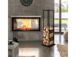 ML-Design Kaminholzregal 33 x 115 x 33 cm Rechteckig Schwarz Metall Innen/Außen