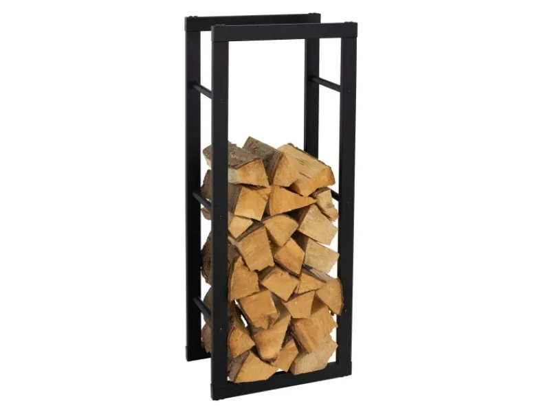 ML-Design Kaminholzregal 40x100x25cm Rechteckig Schwarz aus Metall Innen/Außen