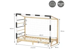 Outlet ML-Design Kinderbett Fußballtor 90x200 cm Schwarz-Weiß Kiefernholz