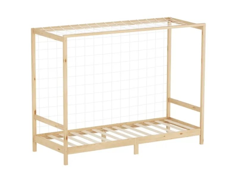 ML-Design Kinderbett Fußballtor 90x200 cm Natur Kiefernholz Massiv