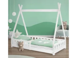 ML-Design Kinderbett Tipi 80x160 cm mit Rausfallschutz Lattenrost
