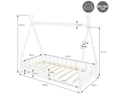 ML-Design Kinderbett Tipi 80x160 cm mit Rausfallschutz Lattenrost