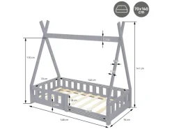 ML-Design Kinderbett Tipi 70x140 cm Rausfallschutz Lattenrost