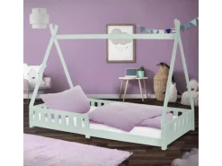ML-Design Kinderbett Tipi 90x200 cm Mint mit Rausfallschutz Lattenrost
