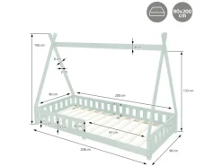 ML-Design Kinderbett Tipi 90x200 cm Mint mit Rausfallschutz Lattenrost