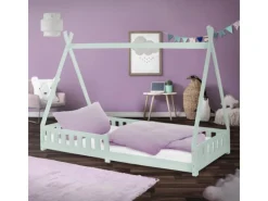 ML-Design Kinderbett Tipi 90x200 cm Mint mit Rausfallschutz Lattenrost