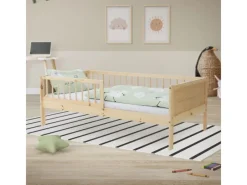 Clearance ML-Design Kinderbett 80x160 cm Natur Kinder Einzelbett mit Lattenrost Beige