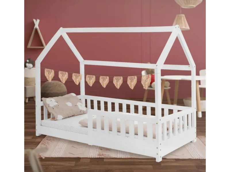 ML-Design Kinderbett 80x160 cm mit Rausfallschutz Dach Lattenrost