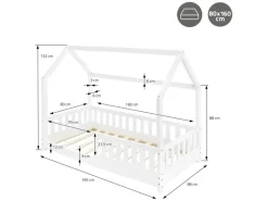 ML-Design Kinderbett 80x160 cm mit Rausfallschutz Dach Lattenrost