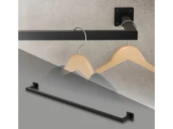 ML-Design Kleiderstange Rechteck für Wand T12cmxB110cm Schwarz aus Stahl U-Form