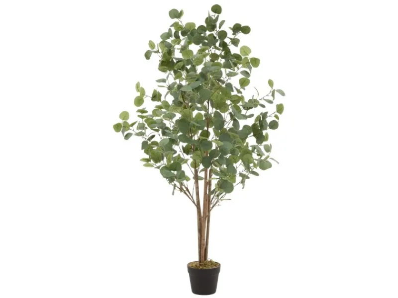 ML-Design Künstliche Eukalyptus 150cm Groß Kunstpflanze Naturholzstamm