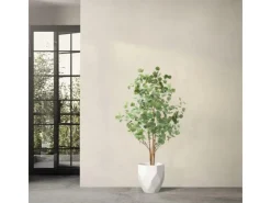 ML-Design Künstliche Eukalyptus 150cm Groß Kunstpflanze Naturholzstamm