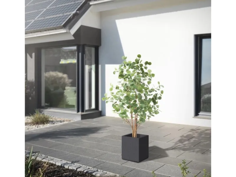 ML-Design Künstliche Eukalyptus 150cm Groß Kunstpflanze Naturholzstamm