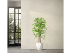 ML-Design Künstlicher Bambus 150cm Groß Kunstpflanze mit Echtholzstamm