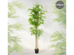 ML-Design Künstlicher Bambus 210cm Groß Kunstpflanze mit Echtholzstamm