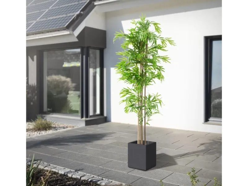 ML-Design Künstlicher Bambus 210cm Groß Kunstpflanze mit Echtholzstamm