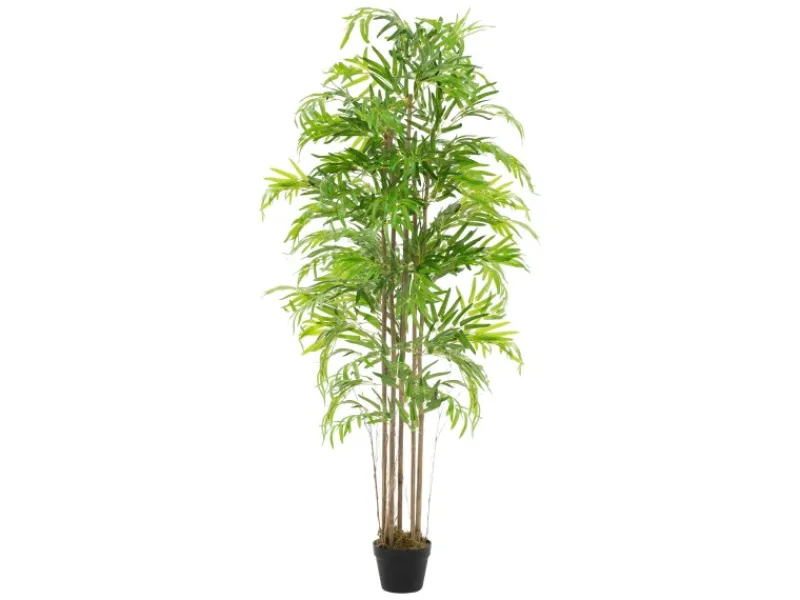 ML-Design Künstlicher Bambus 180cm Groß Kunstpflanze mit Echtholzstamm