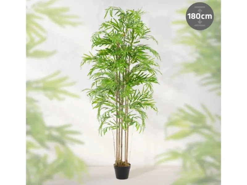 ML-Design Künstlicher Bambus 180cm Groß Kunstpflanze mit Echtholzstamm