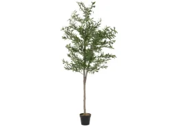 ML-Design Künstlicher Olivenbaum im Topf 210cm Groß mit Naturholzstamm