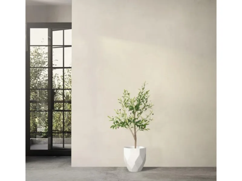 ML-Design Künstlicher Olivenbaum im Topf 120cm Groß mit Naturholzstamm