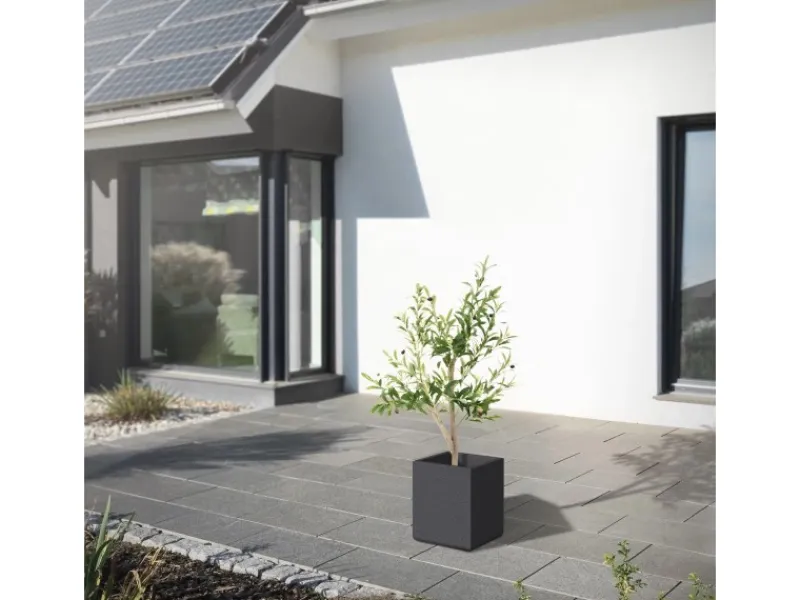 ML-Design Künstlicher Olivenbaum im Topf 120cm Groß mit Naturholzstamm