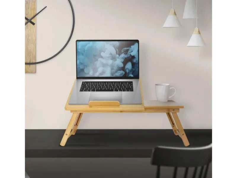 New ML-Design Laptoptisch aus Bambus fürs Sofa Höhenverstellbar Klappbar Braun