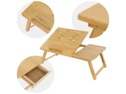 New ML-Design Laptoptisch aus Bambus fürs Sofa Höhenverstellbar Klappbar Braun