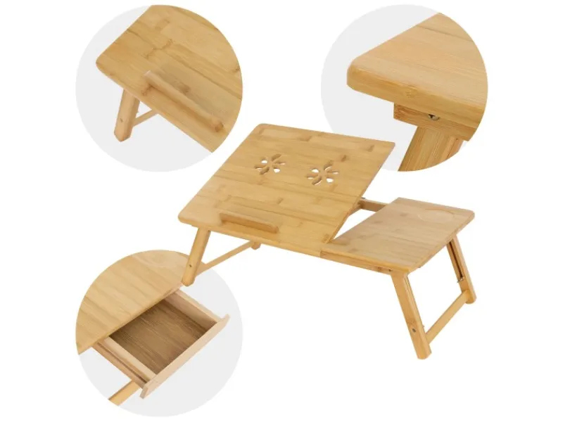 New ML-Design Laptoptisch aus Bambus fürs Sofa Höhenverstellbar Klappbar Braun