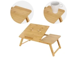 New ML-Design Laptoptisch aus Bambus fürs Sofa Höhenverstellbar Klappbar Braun