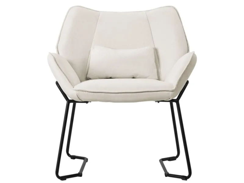 Online ML-Design Loungesessel Beige mit Leinenbezug mit Armlehne und Rückenlehne Beige-Schwarz