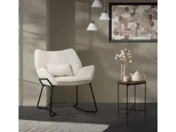 Online ML-Design Loungesessel Beige mit Leinenbezug mit Armlehne und Rückenlehne Beige-Schwarz