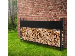 ML-Design Metall Kaminholzregal mit Abdeckung 200x25x115 cm Anthrazit Stahl