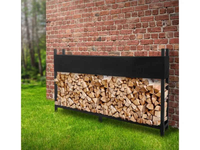 ML-Design Metall Kaminholzregal mit Abdeckung 200x25x115 cm Anthrazit Stahl