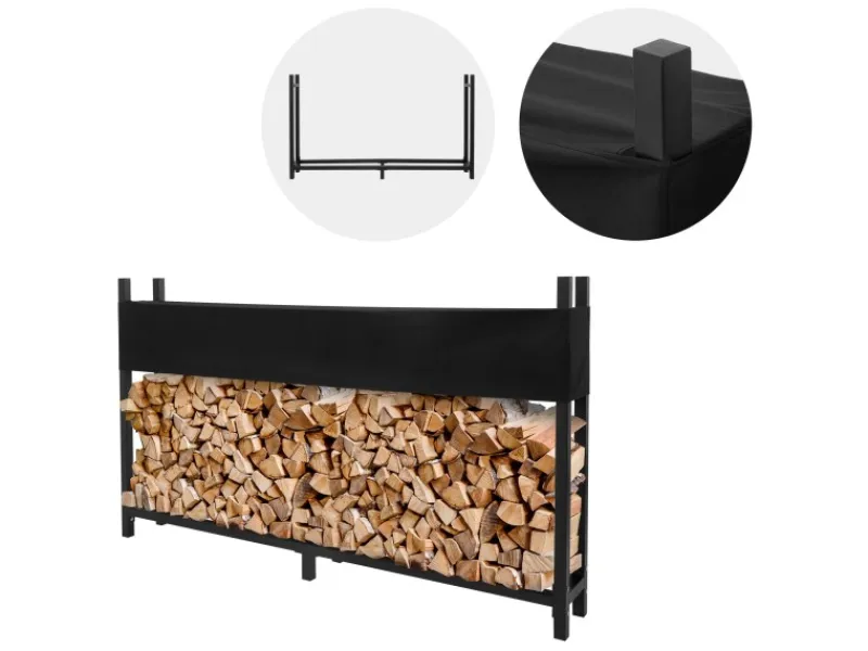 ML-Design Metall Kaminholzregal mit Abdeckung 200x25x115 cm Anthrazit Stahl