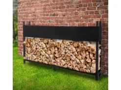 ML-Design Metall Kaminholzregal mit Abdeckung 200x25x115 cm Anthrazit Stahl