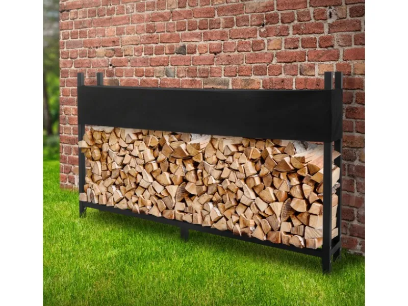 ML-Design Metall Kaminholzregal mit Abdeckung 200x25x115 cm Anthrazit Stahl