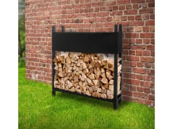 Hot ML-Design Metall Kaminholzregal mit Abdeckung 113x25x115 cm Anthrazit Stahl