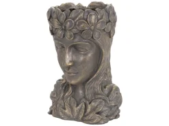 Best ML-Design Pflanztopf Frauenkopf Figur 21x16x32 cm Bronze Kunstharz Innen Außen