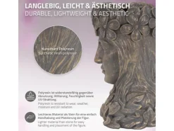 Best ML-Design Pflanztopf Frauenkopf Figur 21x16x32 cm Bronze Kunstharz Innen Außen