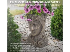 Best ML-Design Pflanztopf Frauenkopf Figur 21x16x32 cm Bronze Kunstharz Innen Außen