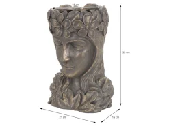 Best ML-Design Pflanztopf Frauenkopf Figur 21x16x32 cm Bronze Kunstharz Innen Außen