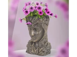 Best ML-Design Pflanztopf Frauenkopf Figur 21x16x32 cm Bronze Kunstharz Innen Außen
