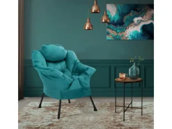 ML-Design Relaxsessel Petrol mit Armlehnen Kopfkissen und Seitentasche