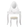 Clearance ML-Design Schminktisch Weiß mit Spiegel Hocker 3 Schubladen 75x140x40 cm aus MDF