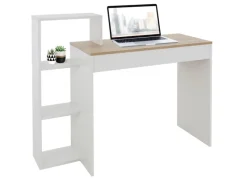 ML-Design Schreibtisch mit Regal Weiß Tischplatte in Sonoma-Eiche 110x72x40 cm