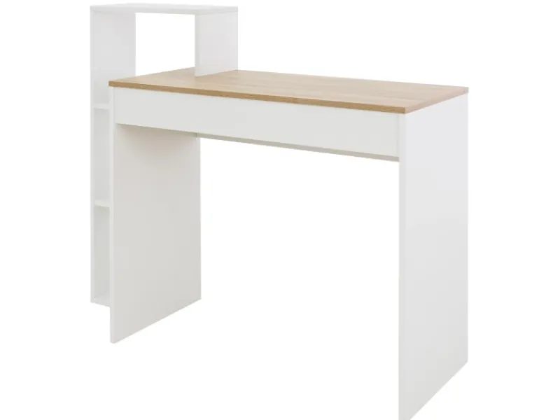 ML-Design Schreibtisch mit Regal Weiß Tischplatte in Sonoma-Eiche 110x72x40 cm